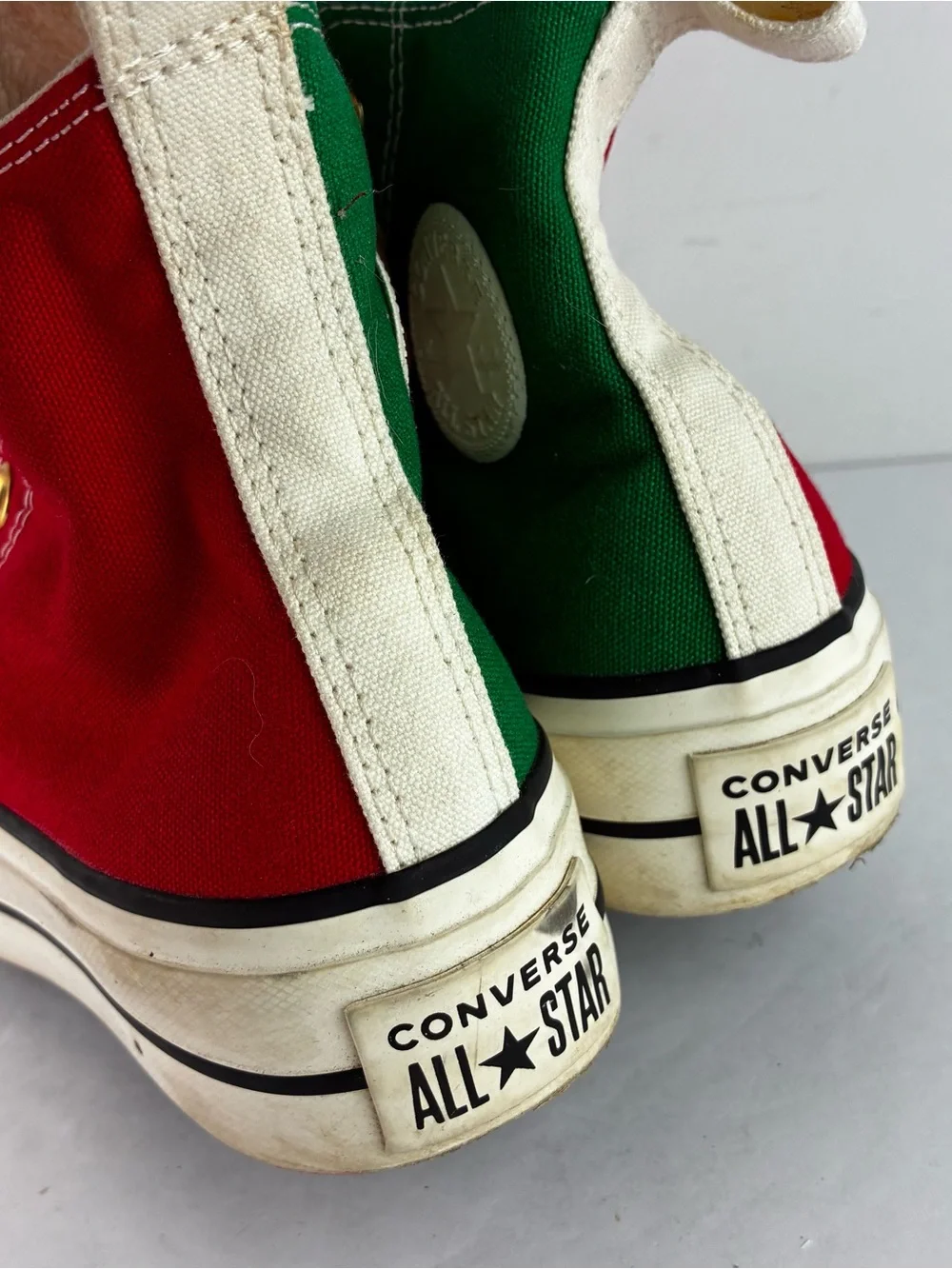 Converse Christmas Red & Green Canvas Platform High Top Sneakers